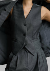 Elise Vest - Grey/White Pinstripe