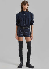 Jeanne Padded Shirt - Navy/White Stripe
