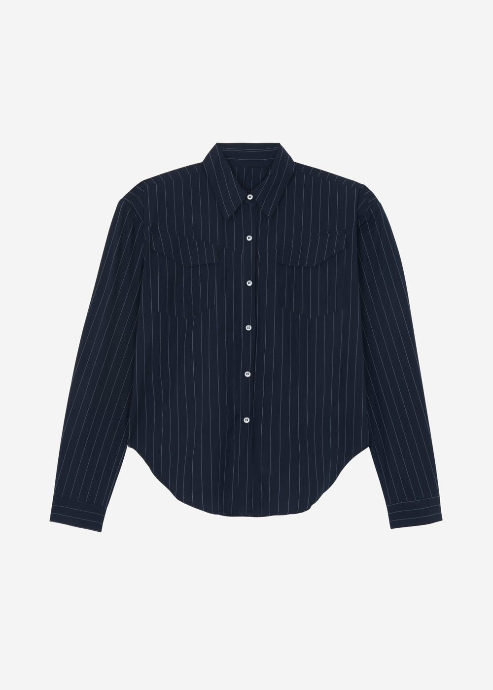 Jeanne Padded Shirt - Navy/White Stripe