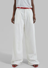 Nolan Pleated Denim Trousers - White