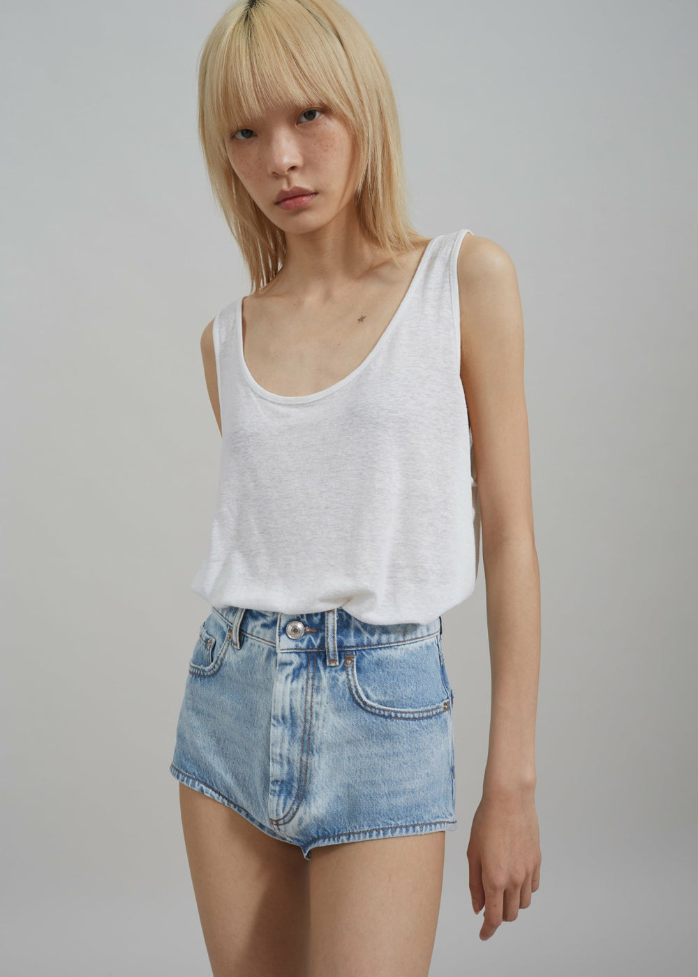 Josie Scoop Neck Tank Top - White