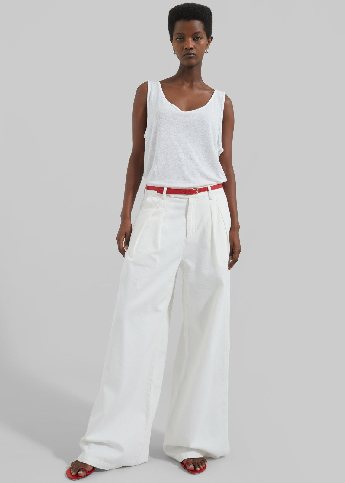 Josie Scoop Neck Tank Top - White