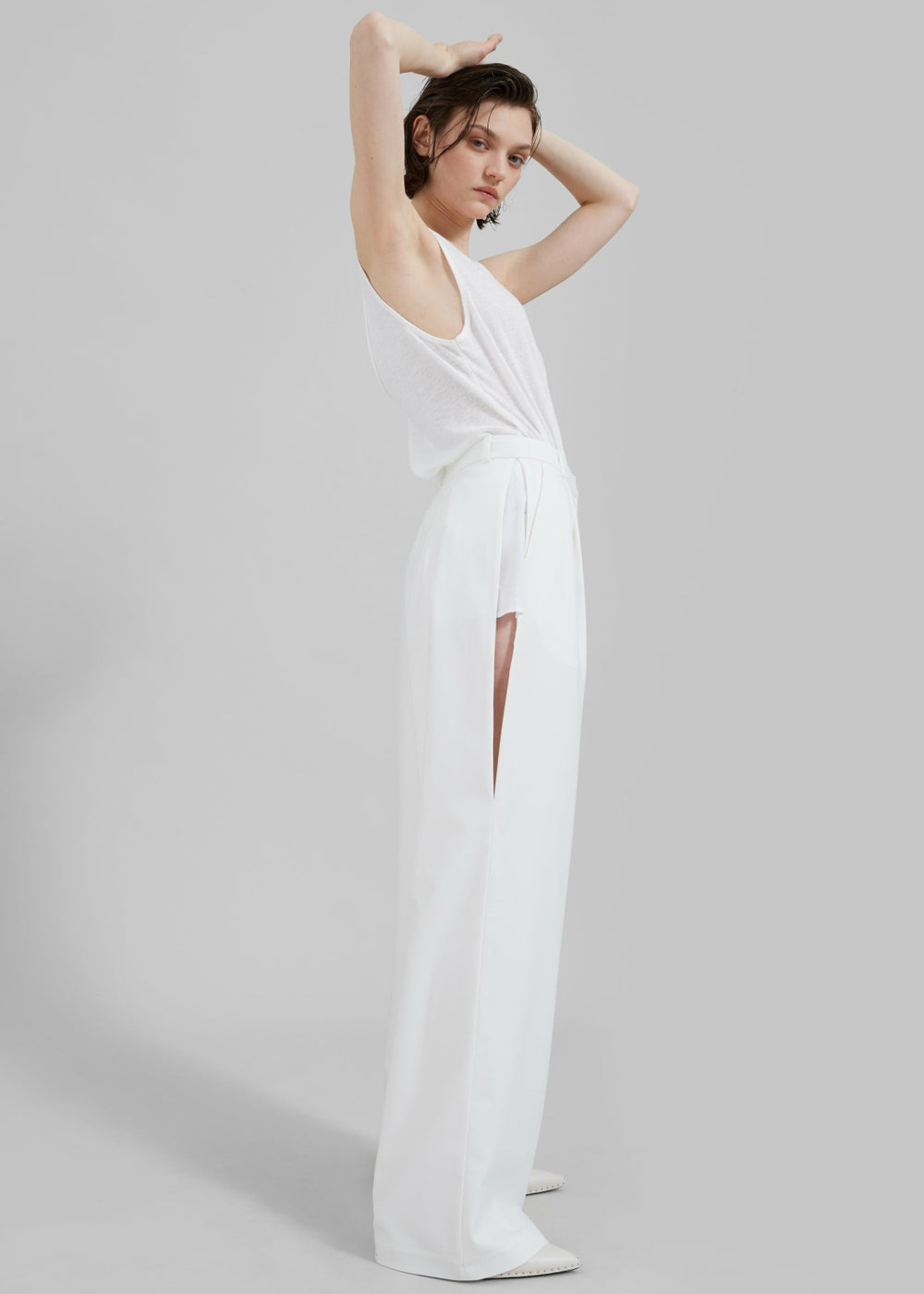 Josie Scoop Neck Tank Top - White