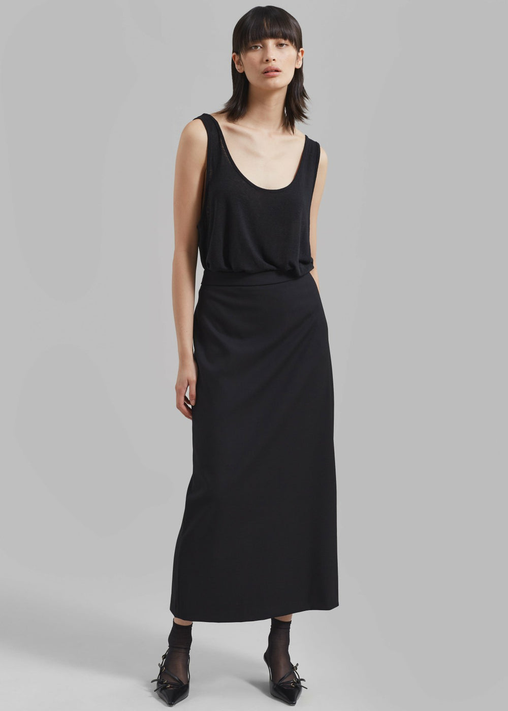 Josie Scoop Neck Tank Top - Black
