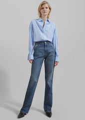 Georgia Boxy Shirt - Sky Blue/White Stripe