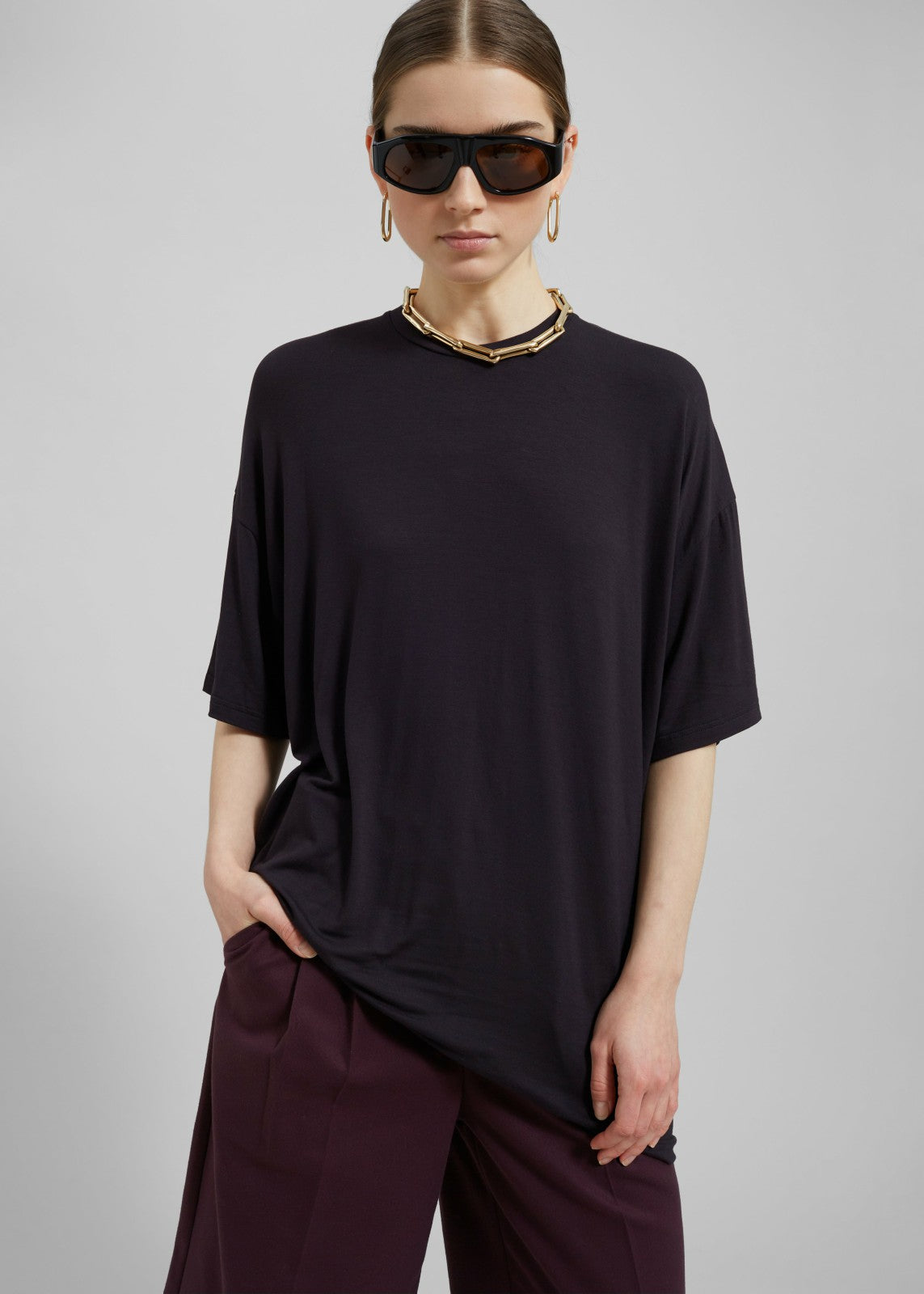 Ella Boxy Tee - Dark Plum