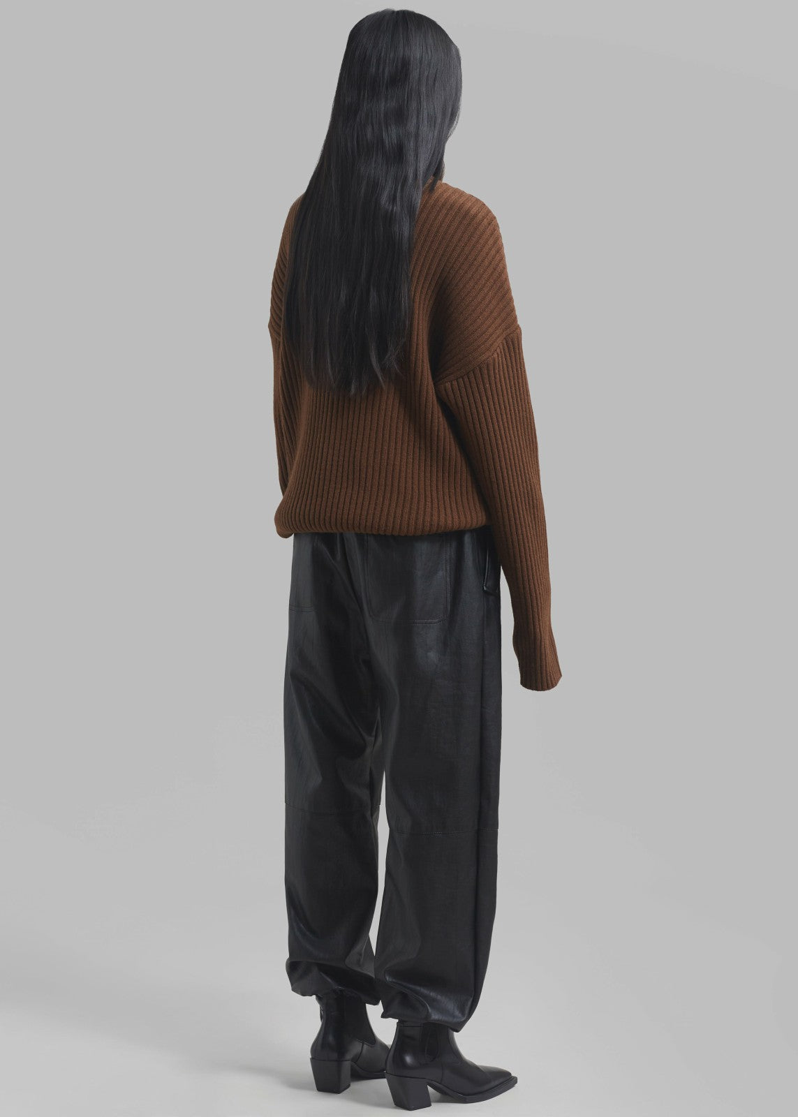 Thelma Ribbed Sweater Dress - Brown