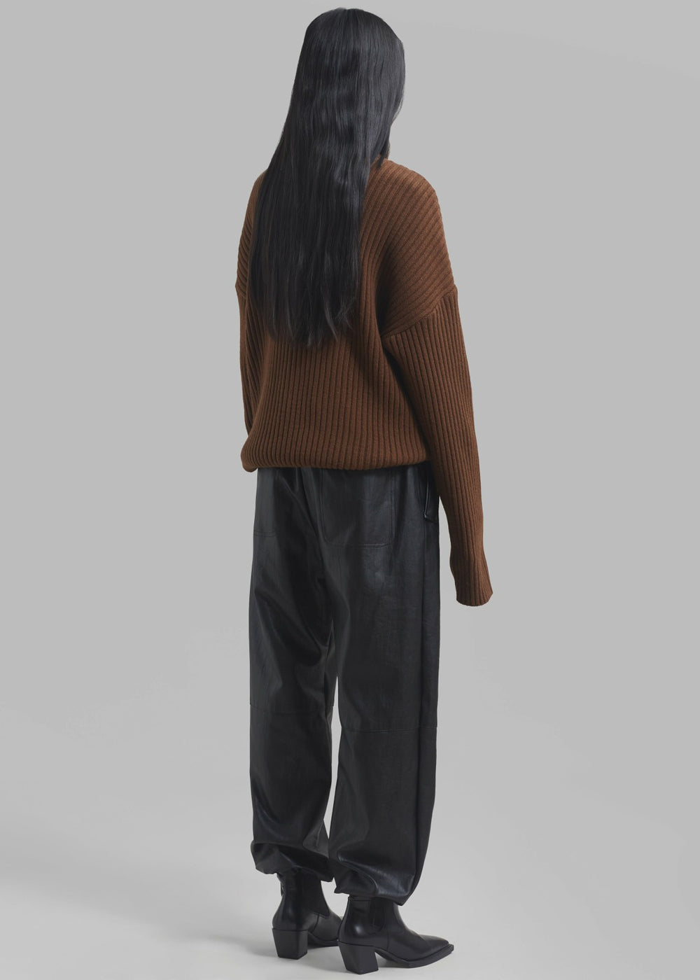 Thelma Ribbed Sweater Dress - Brown