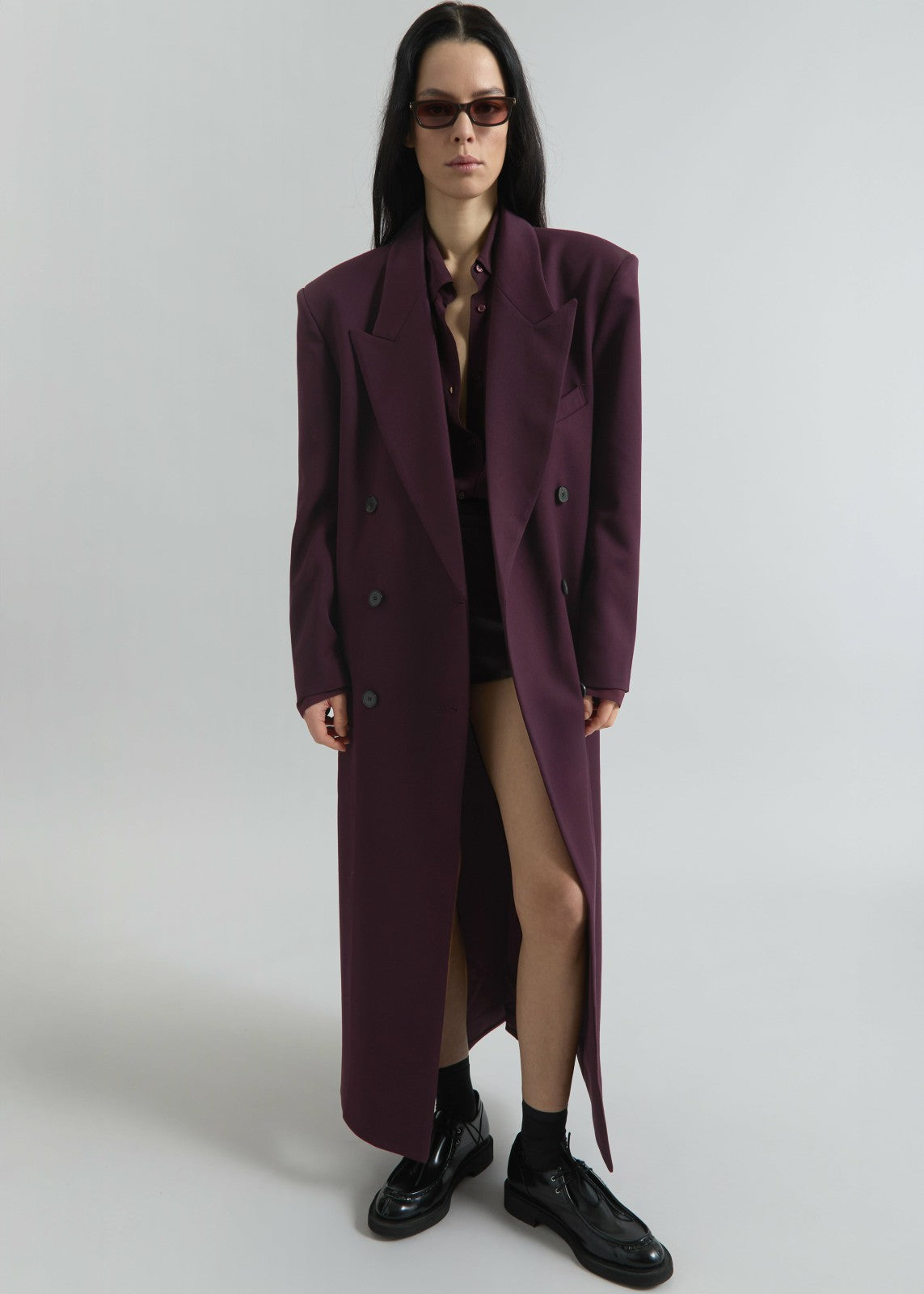 Delphina Long Coat - Burgundy