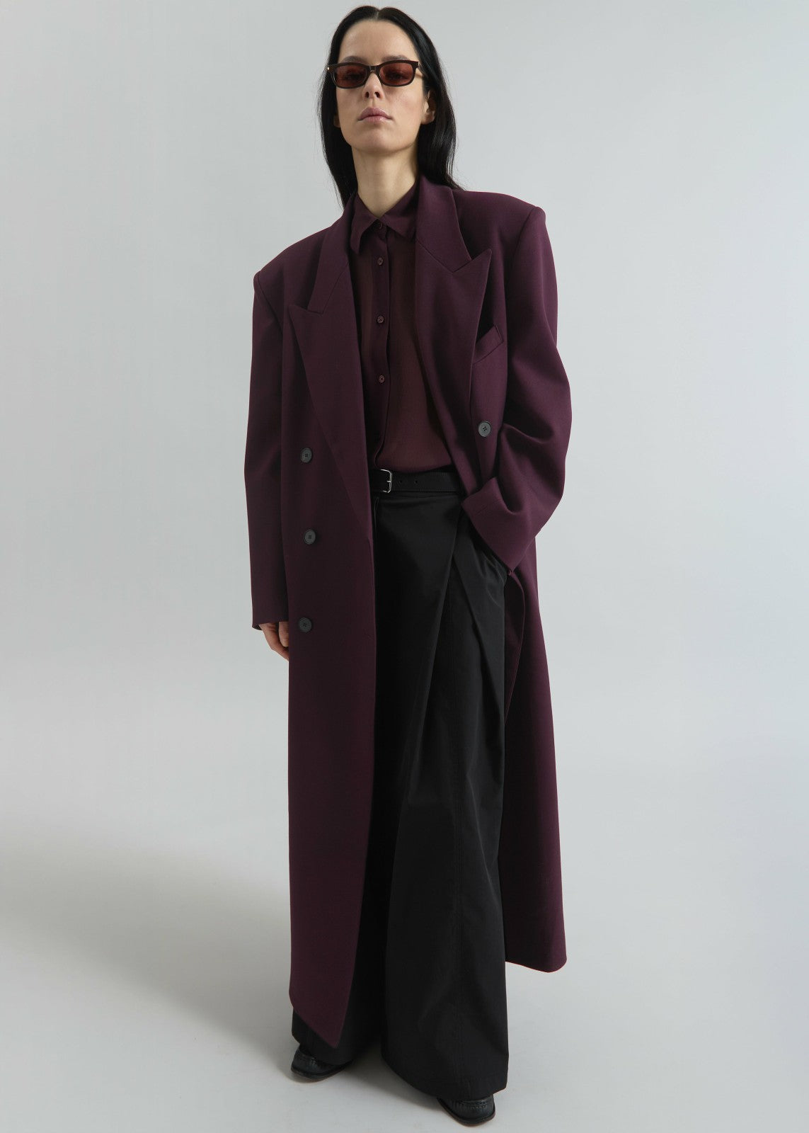 Delphina Long Coat - Burgundy