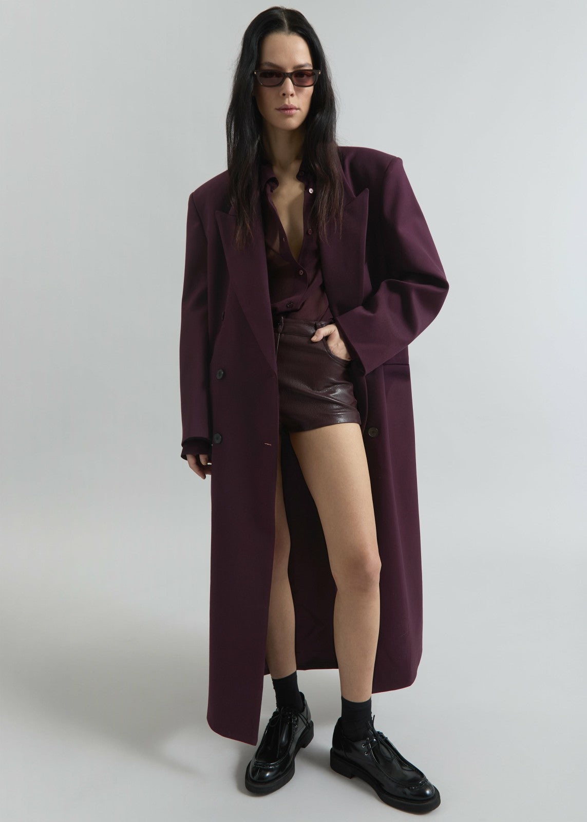 Delphina Long Coat - Burgundy