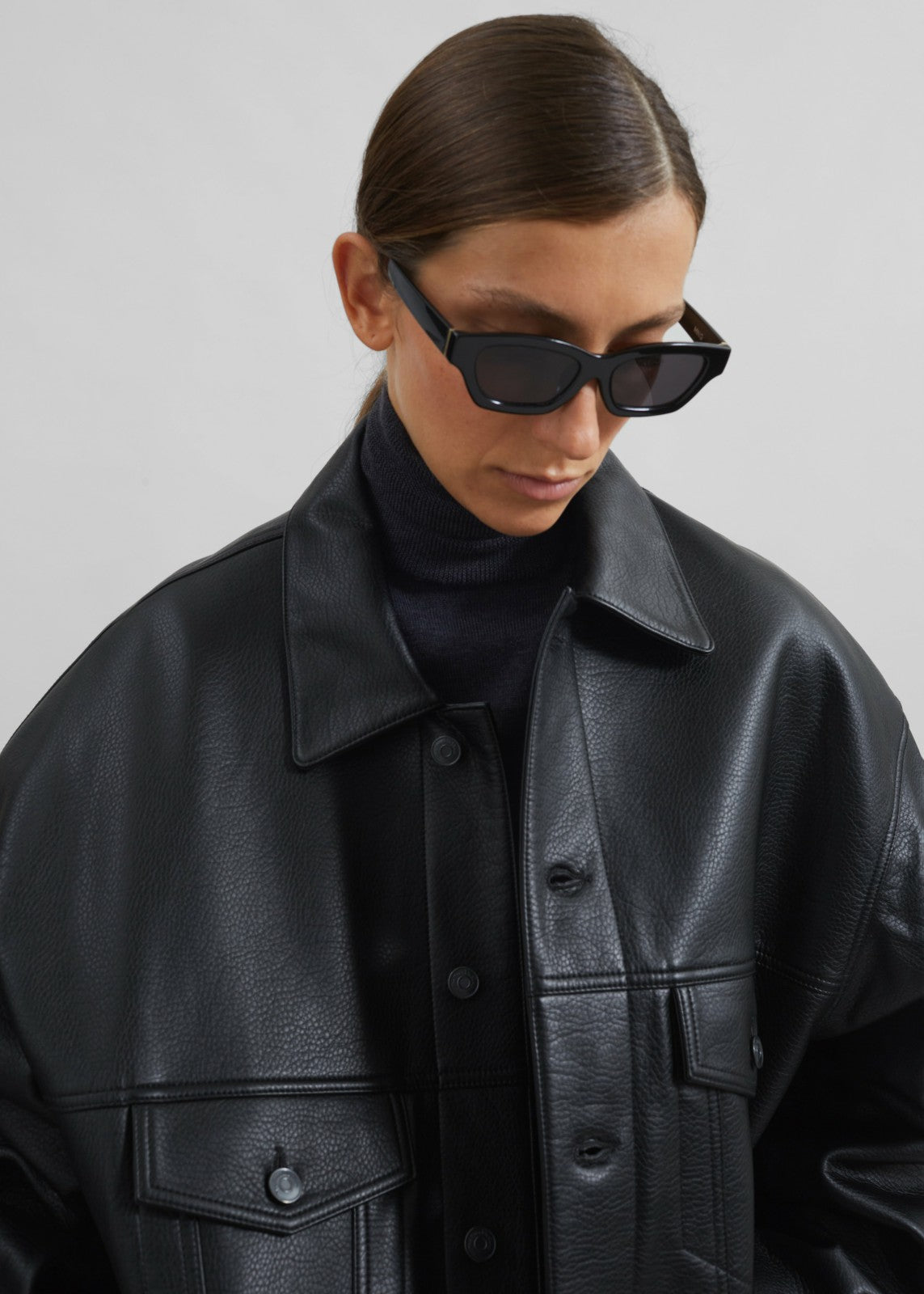 Conan Faux Leather Jacket - Black