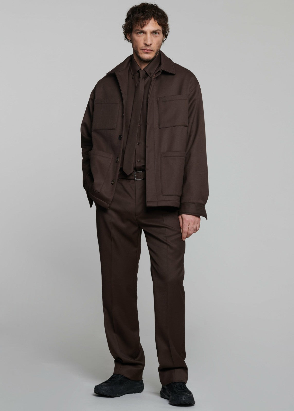 Mason Boxy Wool Jacket - Brown
