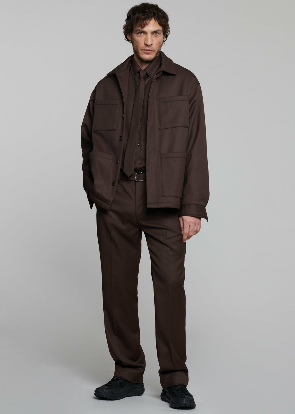 Mason Boxy Wool Jacket - Brown