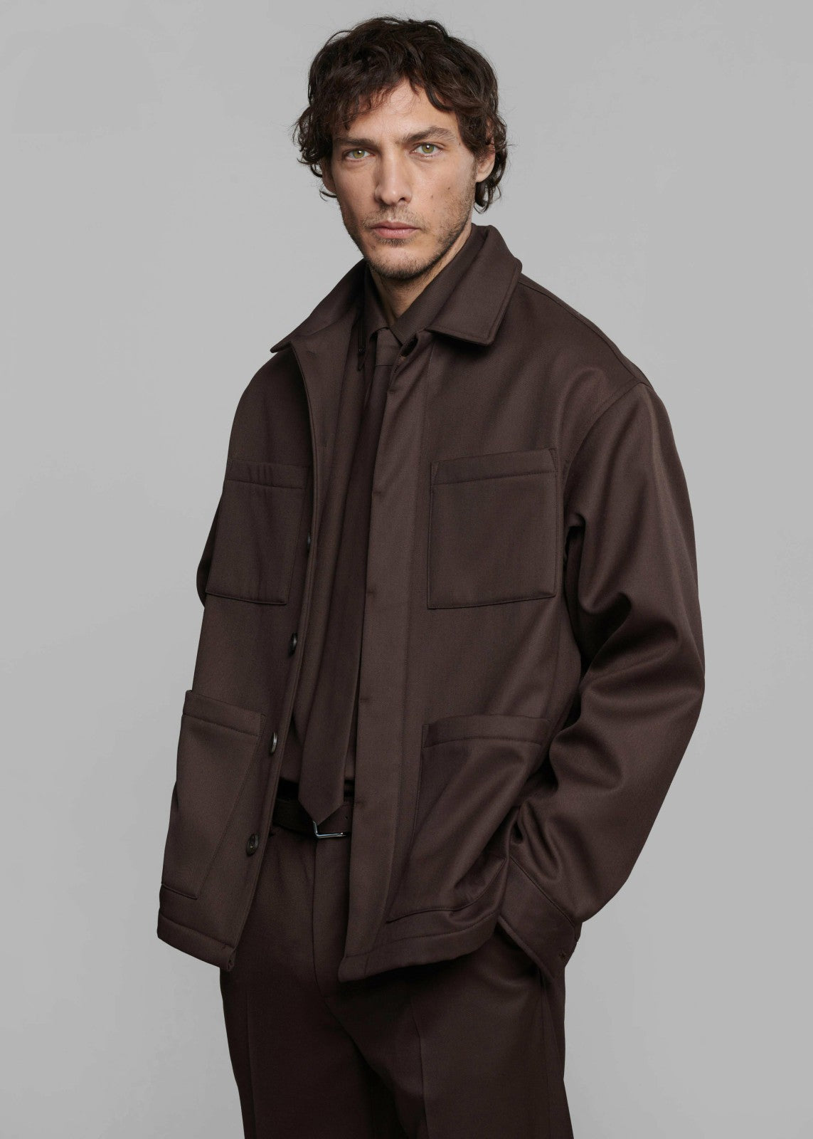 Mason Boxy Wool Jacket - Brown