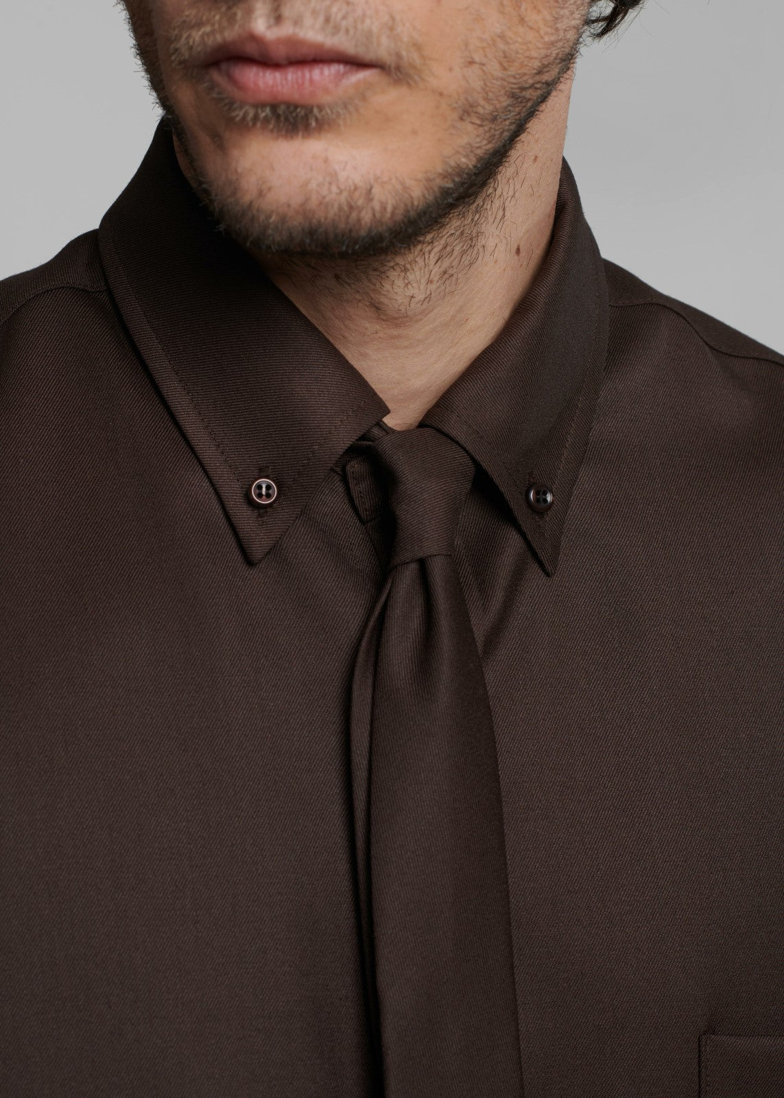 Mason Wool Button Up Shirt - Brown