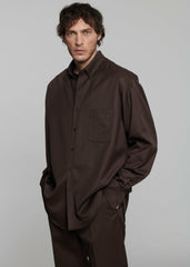 Mason Wool Button Up Shirt - Brown