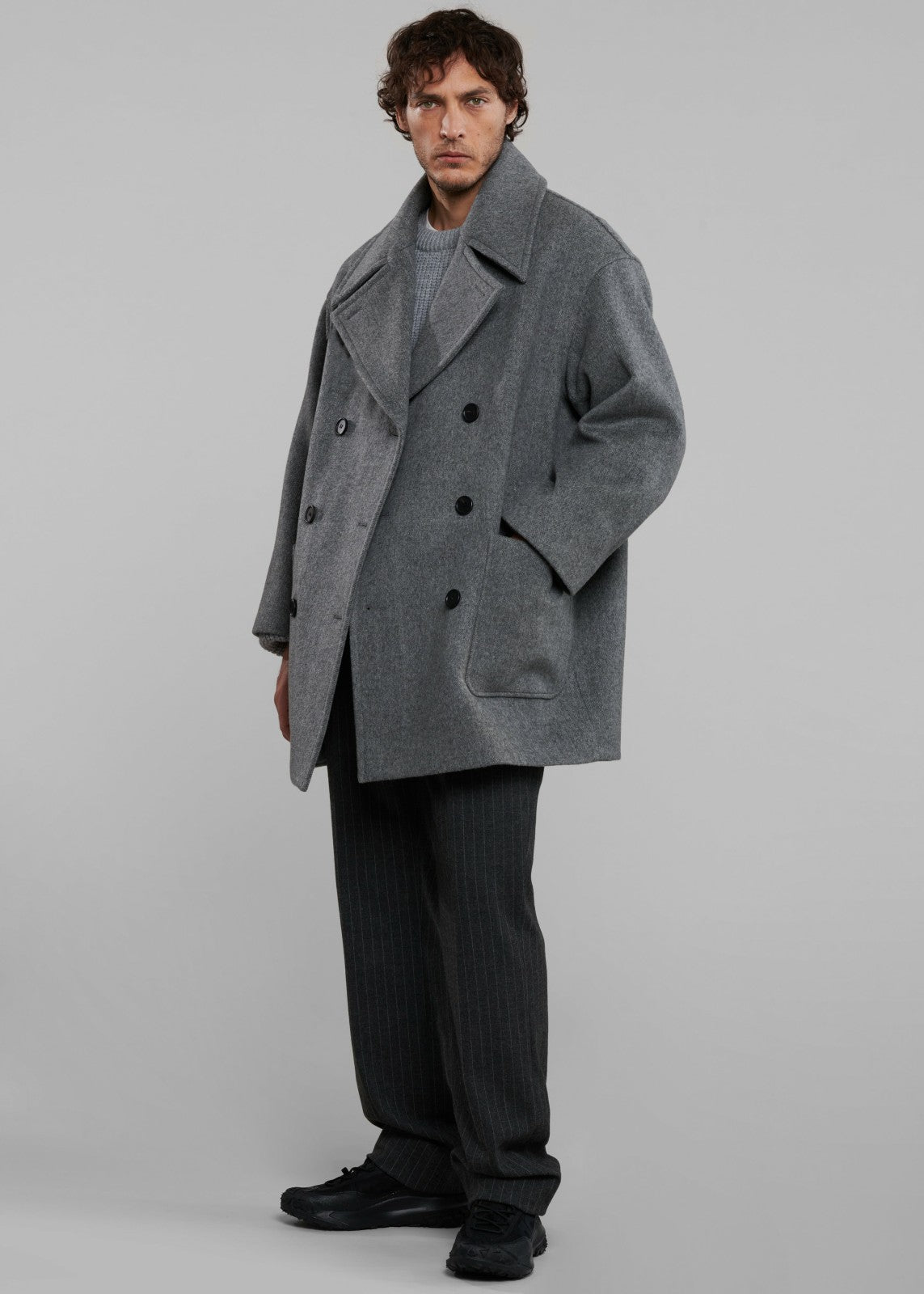 Mason Wool Trousers - Dark Grey/White Pinstripe
