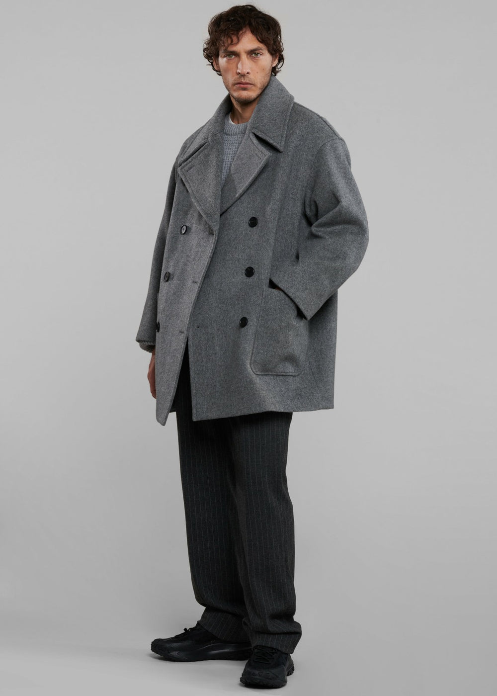 Mason Wool Trousers - Dark Grey/White Pinstripe