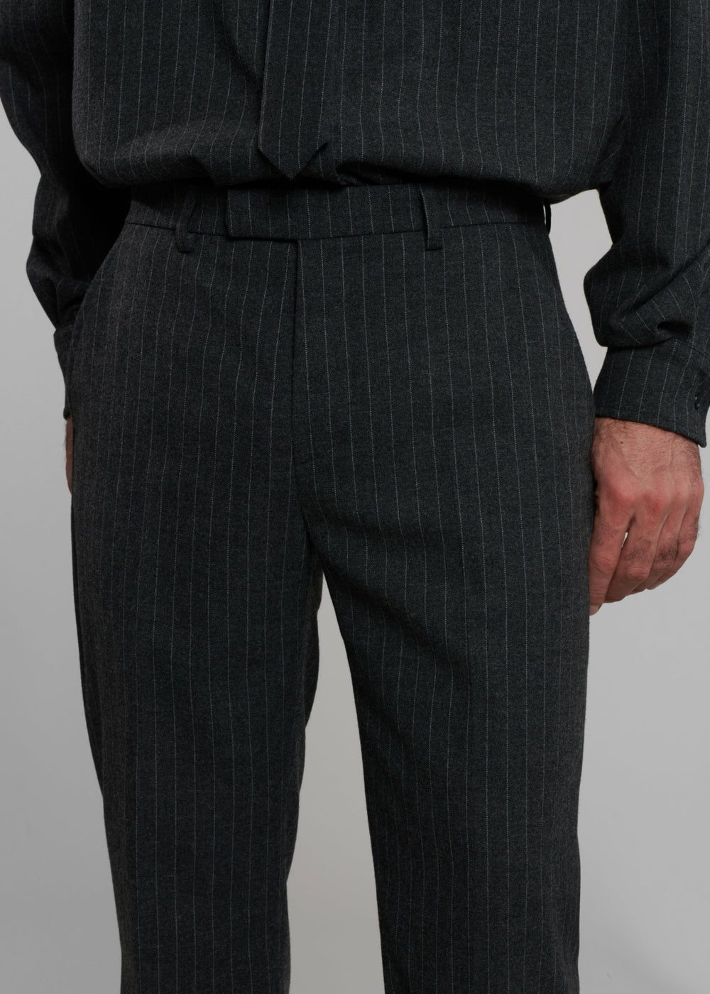Mason Wool Trousers - Dark Grey/White Pinstripe