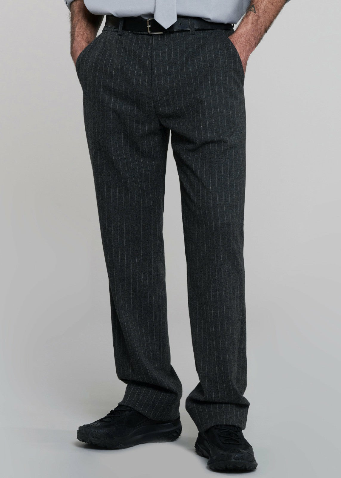 Mason Wool Trousers - Dark Grey/White Pinstripe