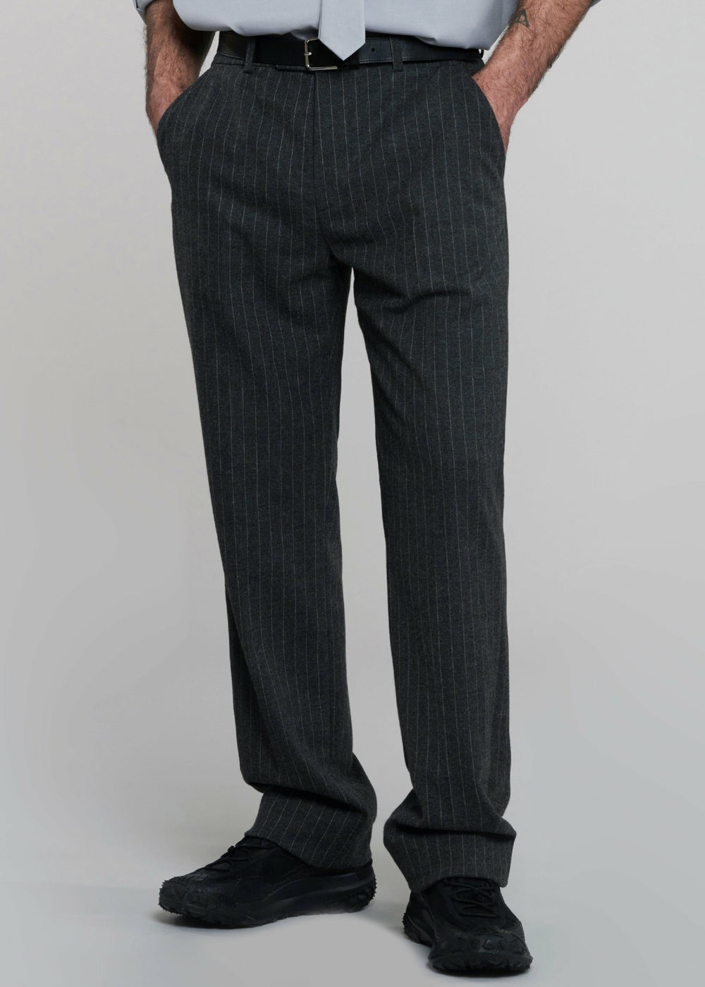 Mason Wool Trousers - Dark Grey/White Pinstripe