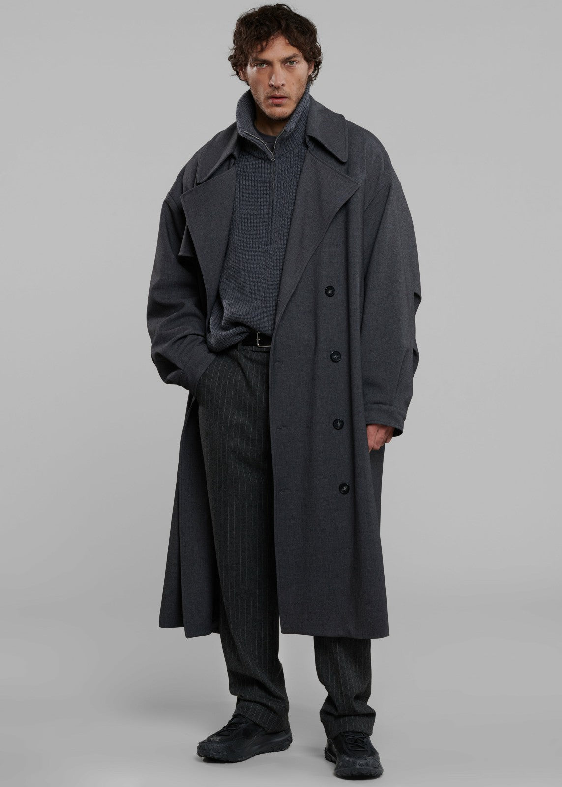Mason Wool Trousers - Dark Grey/White Pinstripe