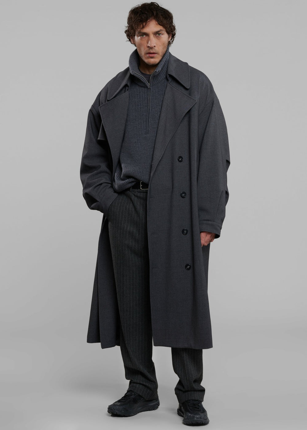 Mason Wool Trousers - Dark Grey/White Pinstripe