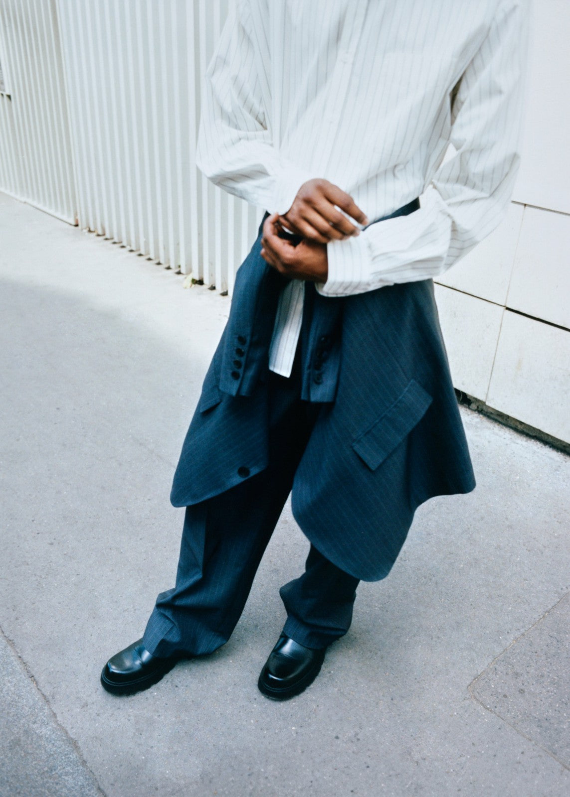 Sinclair Poplin Shirt - White/Black Stripe
