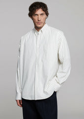 Sinclair Poplin Shirt - White/Black Stripe