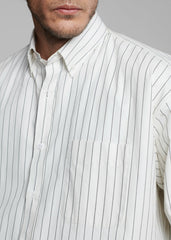 Sinclair Poplin Shirt - White/Black Stripe