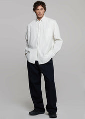 Sinclair Poplin Shirt - White/Black Stripe