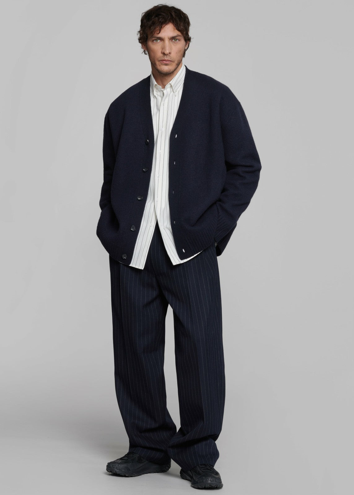 Sinclair Poplin Shirt - White/Black Stripe
