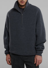 Harrison Quarter Zip Jumper - Grey Melange