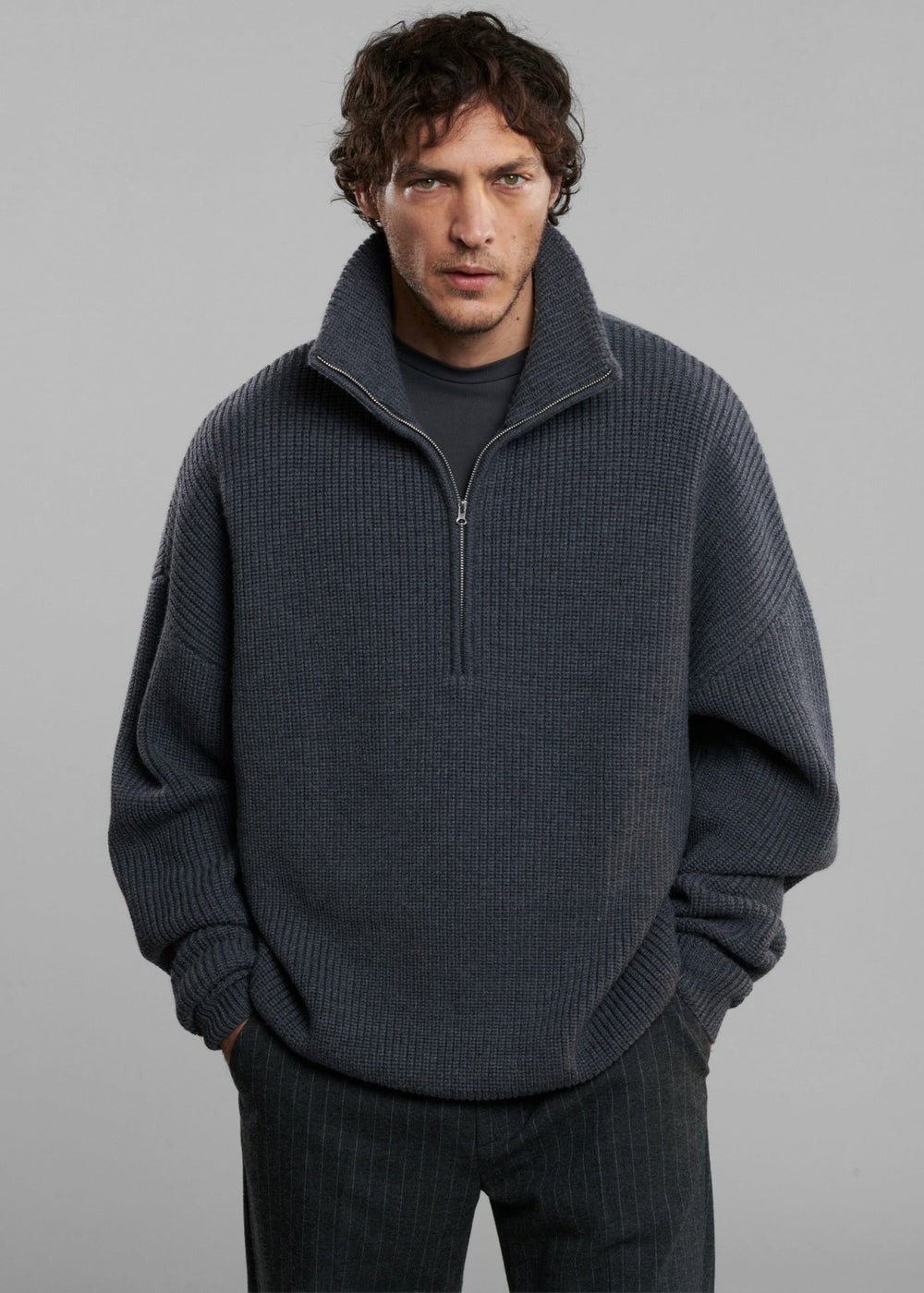 Harrison Quarter Zip Jumper - Grey Melange