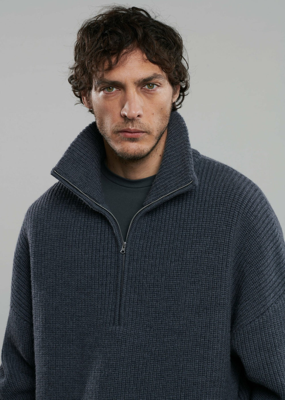 Harrison Quarter Zip Jumper - Grey Melange