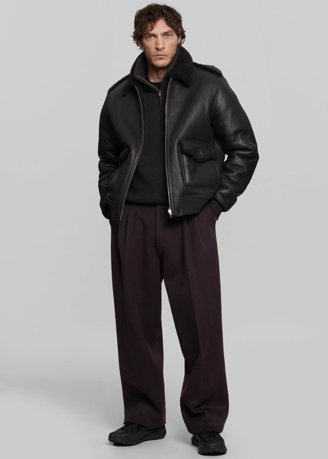 Harrison Quarter Zip Jumper - Dark Plum