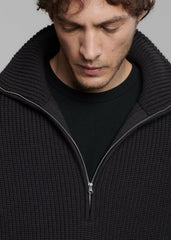 Harrison Quarter Zip Jumper - Dark Plum
