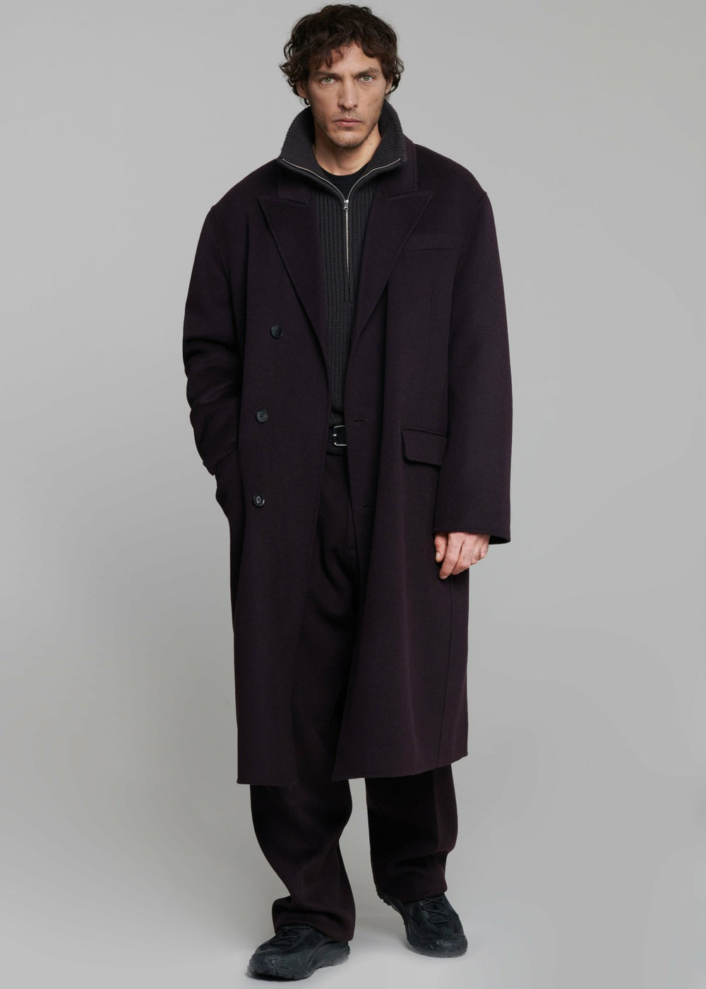 Harrison Quarter Zip Jumper - Dark Plum