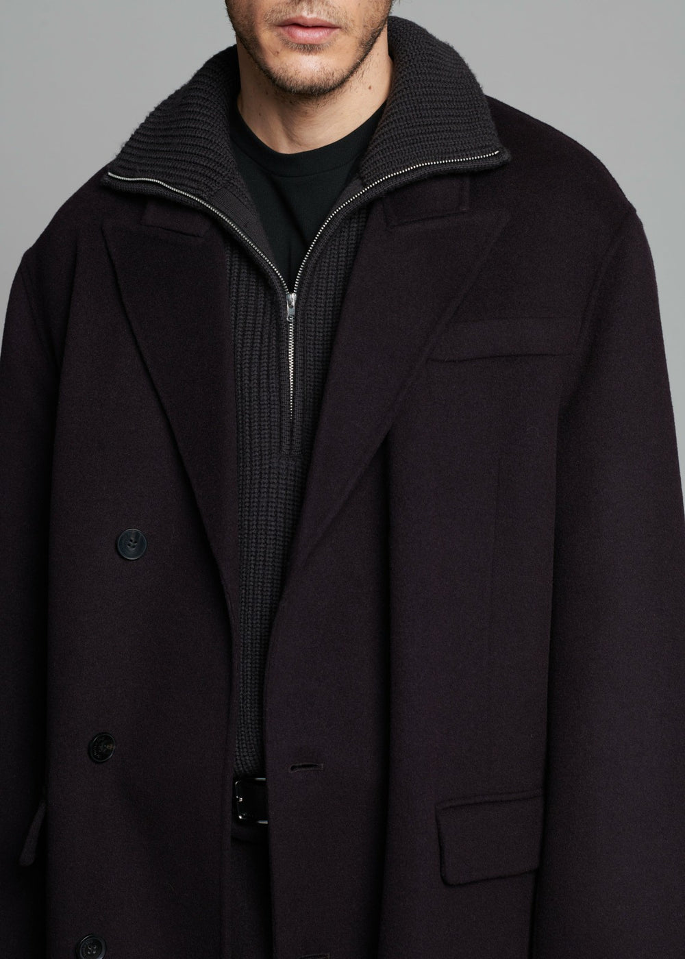 Harrison Quarter Zip Jumper - Dark Plum