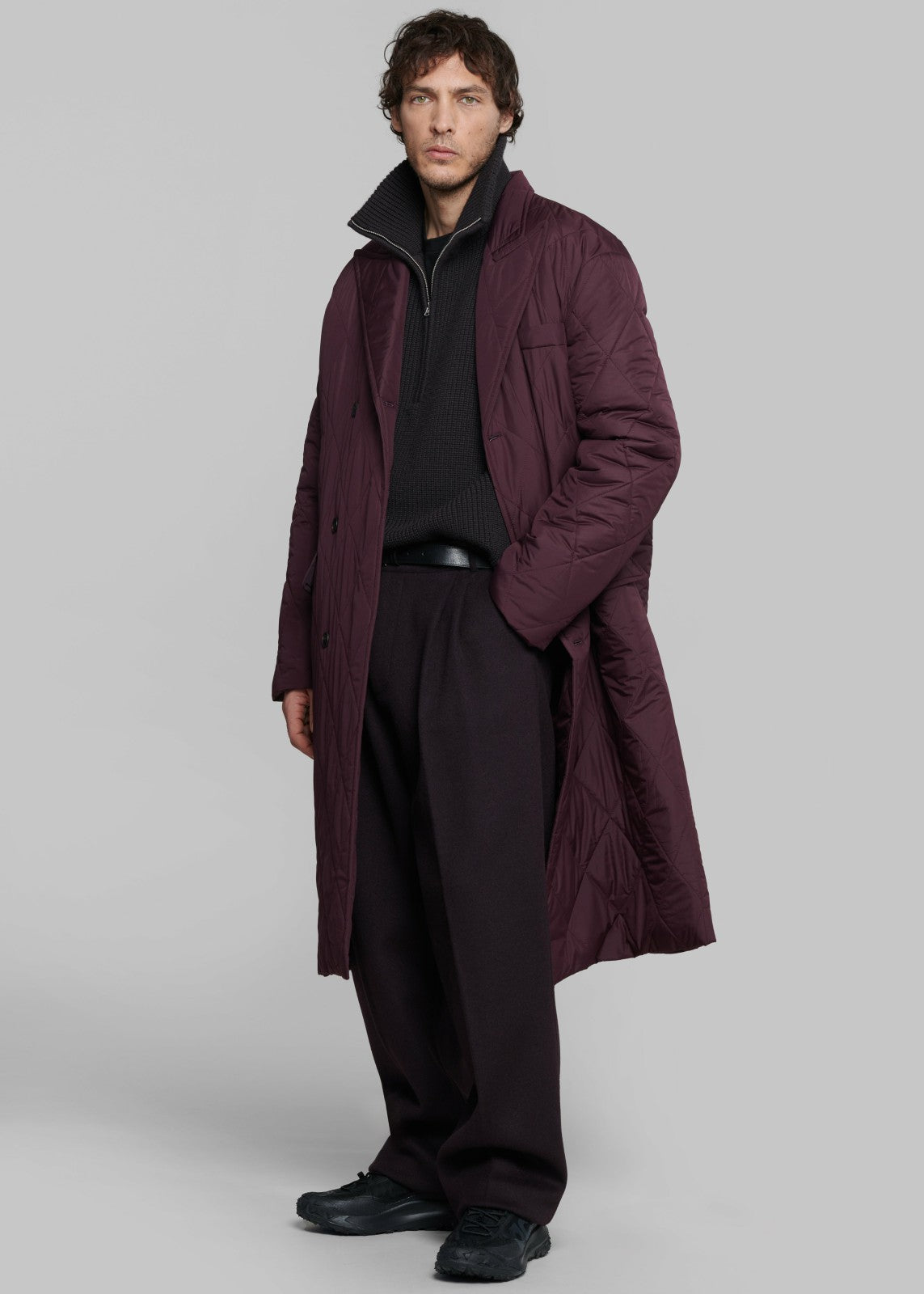 Harrison Quarter Zip Jumper - Dark Plum