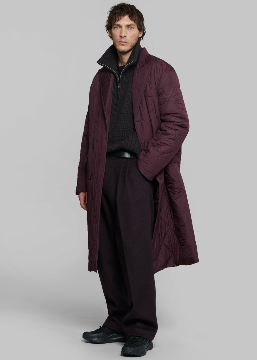 Harrison Quarter Zip Jumper - Dark Plum