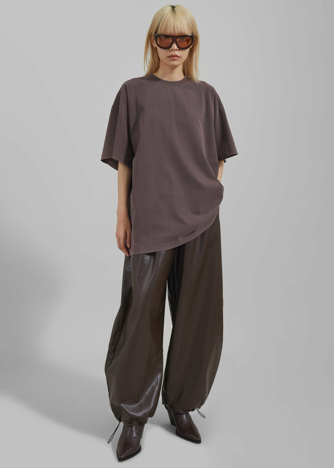 Briar Faux Leather Balloon Pants - Brown