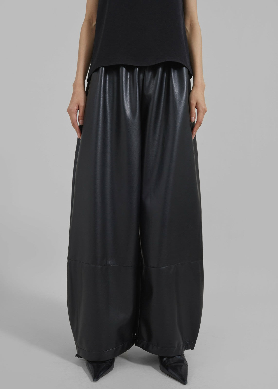 Briar Faux Leather Balloon Pants - Black