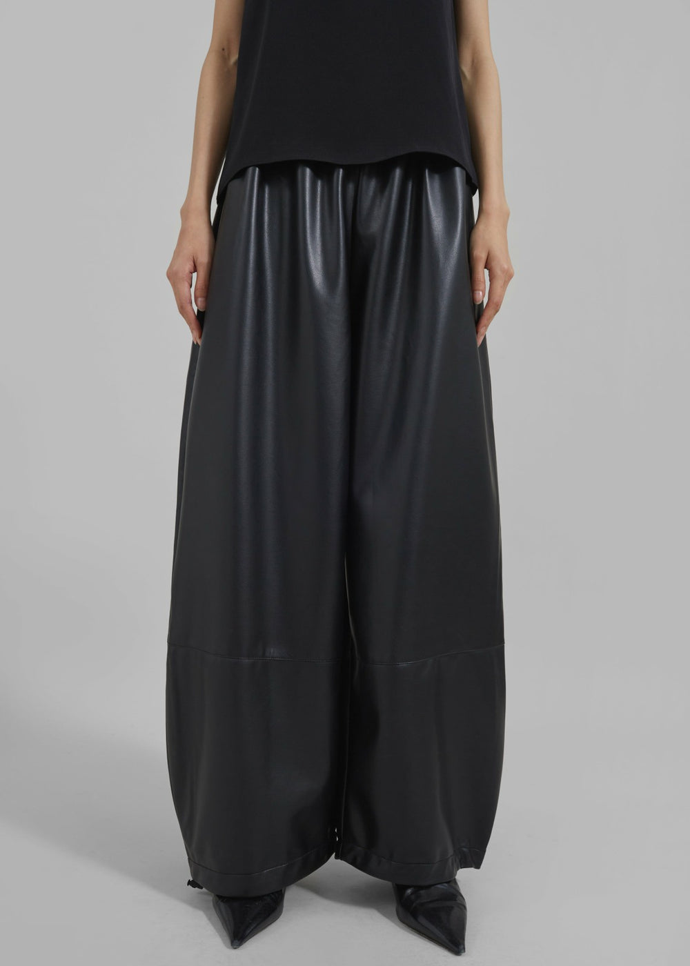Briar Faux Leather Balloon Pants - Black