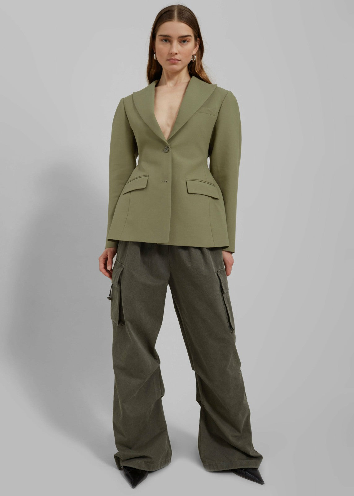 Colette Hourglass Blazer - Khaki
