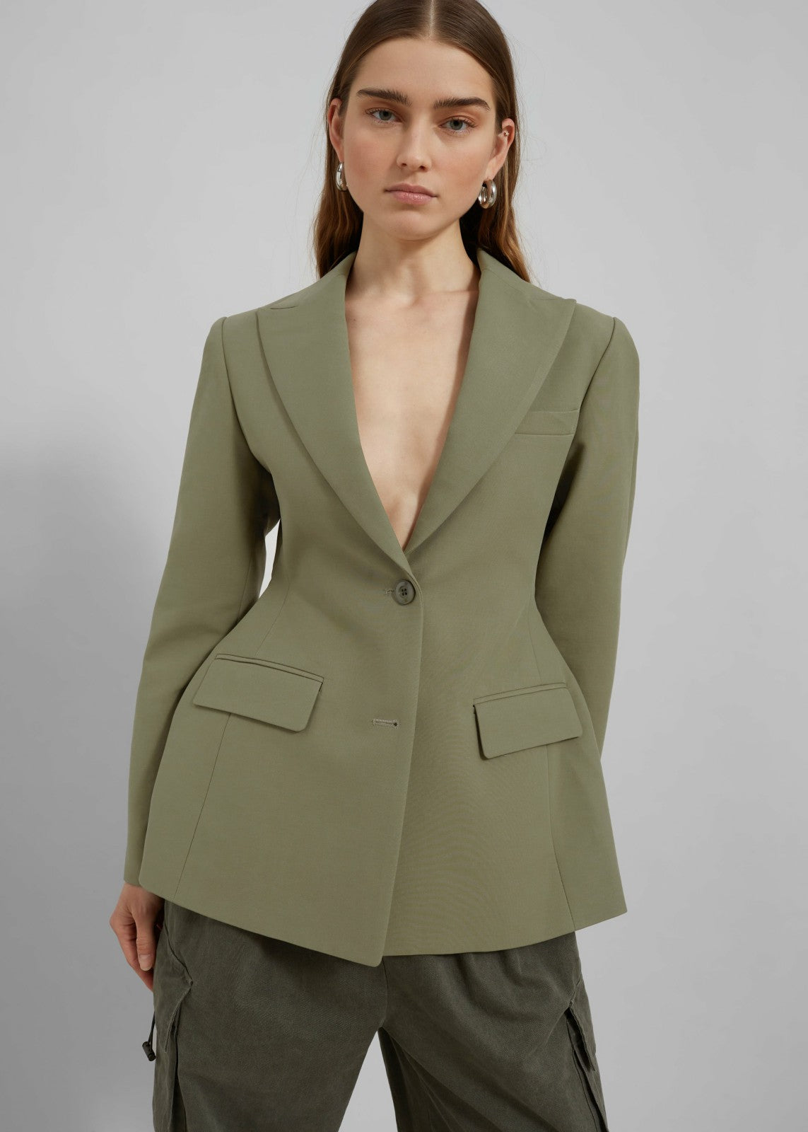 Colette Hourglass Blazer - Khaki