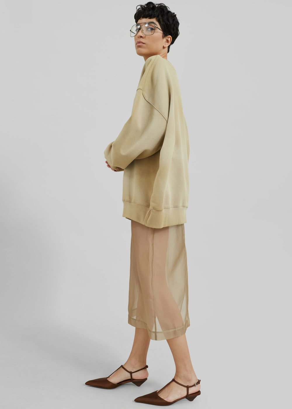 Peri Sheer Midi Skirt - Desert Sand