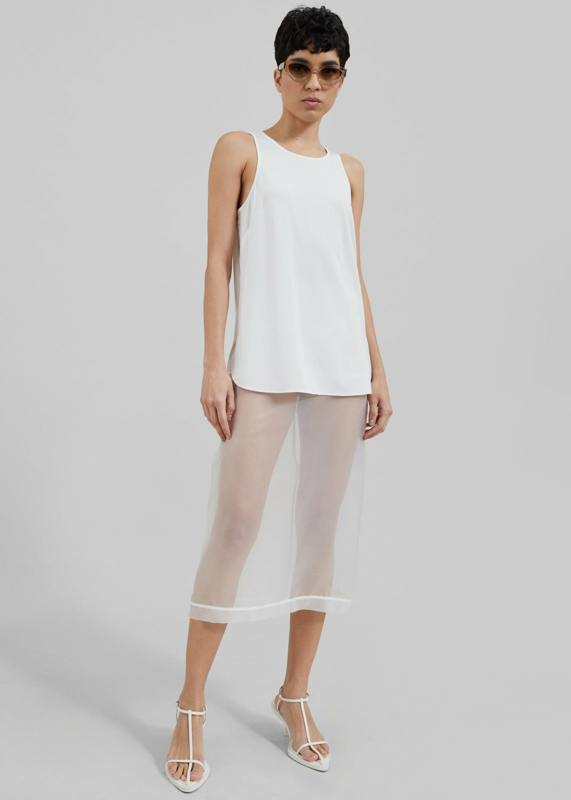 Peri Sheer Midi Skirt - White
