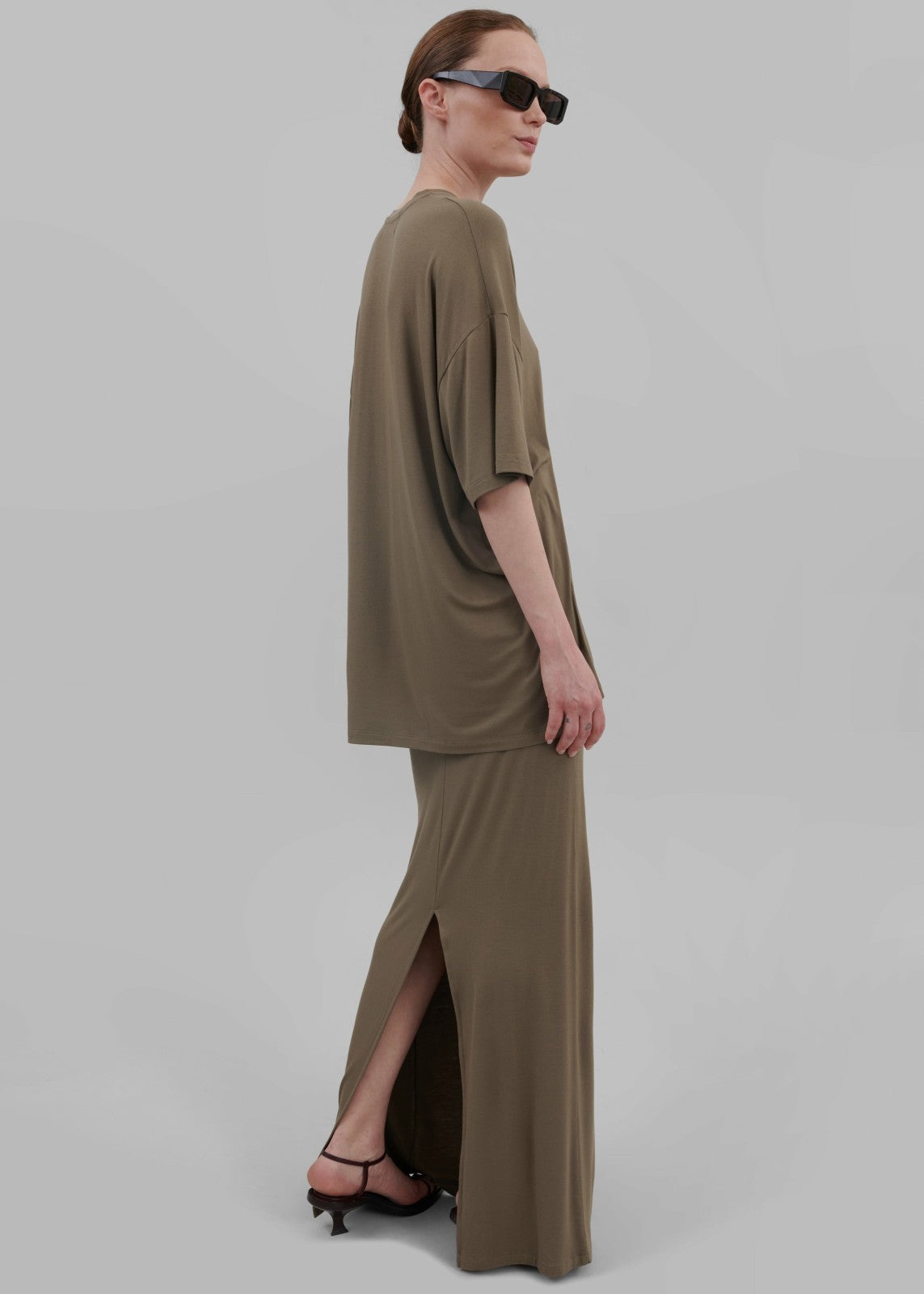 Ella Boxy Tee - Khaki Brown